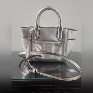 Isaac Mizrahi Champagne Silver mini bag with detachable shoulder strap